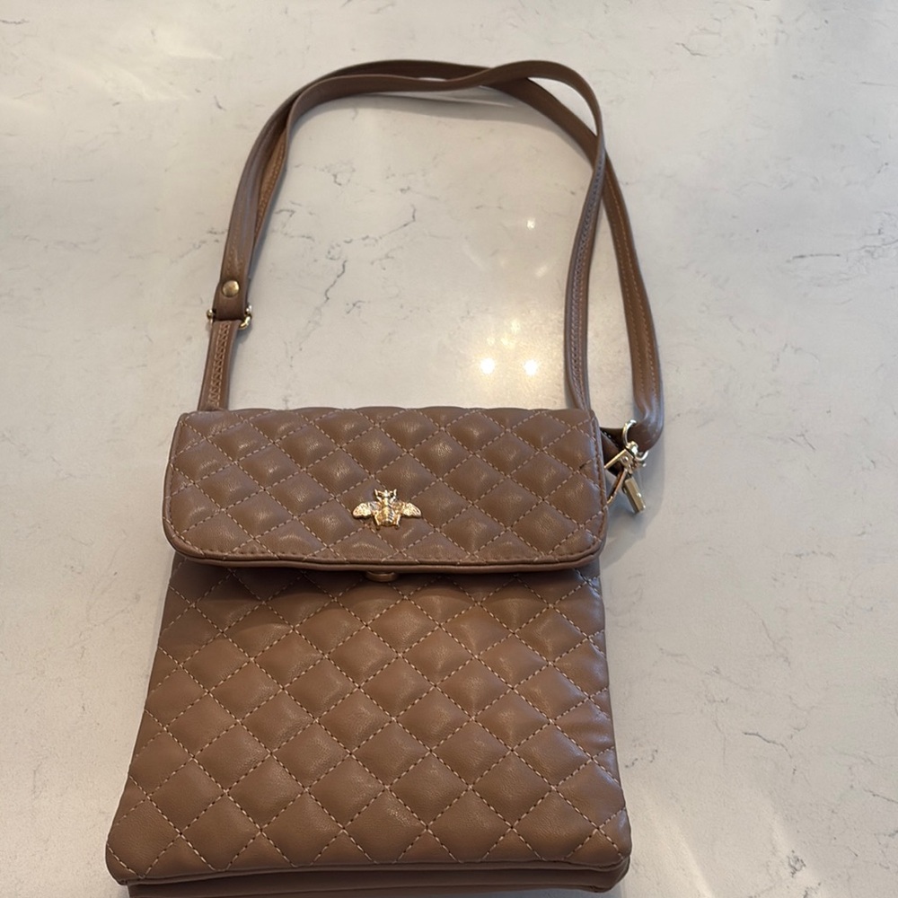 Quilted Tan Crossbody Bag